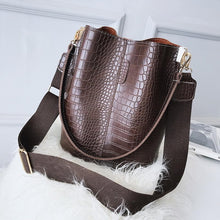 Load image into Gallery viewer, Ansloth Crocodile Crossbody Bag For Women Shoulder Bag Brand Designer Women Bags Luxury PU Leather Bag Bucket Bag Handbag HPS405
