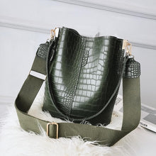 Load image into Gallery viewer, Ansloth Crocodile Crossbody Bag For Women Shoulder Bag Brand Designer Women Bags Luxury PU Leather Bag Bucket Bag Handbag HPS405