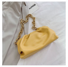 Load image into Gallery viewer, 2021 Day Clutch Thick Gold Chains Dumpling Clip Purse Bag Women Cloud Underarm Shoulder Bag Pleated Baguette Pouch Totes Handbag