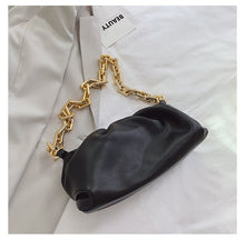 Load image into Gallery viewer, 2021 Day Clutch Thick Gold Chains Dumpling Clip Purse Bag Women Cloud Underarm Shoulder Bag Pleated Baguette Pouch Totes Handbag