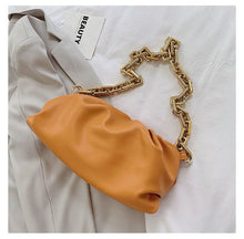 Load image into Gallery viewer, 2021 Day Clutch Thick Gold Chains Dumpling Clip Purse Bag Women Cloud Underarm Shoulder Bag Pleated Baguette Pouch Totes Handbag