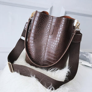 Ansloth Crocodile Crossbody Bag For Women Shoulder Bag Brand Designer Women Bags Luxury PU Leather Bag Bucket Bag Handbag HPS405