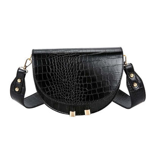 Luxury Fashion Women Crossbody Bag Crocodile Semicircle Saddle Bags Soft Leather Shoulder Bags For Ladies Handbags Designer