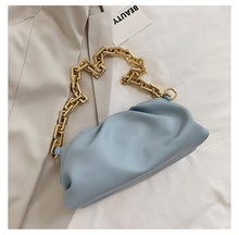 Load image into Gallery viewer, 2021 Day Clutch Thick Gold Chains Dumpling Clip Purse Bag Women Cloud Underarm Shoulder Bag Pleated Baguette Pouch Totes Handbag
