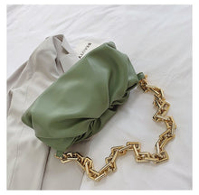 Load image into Gallery viewer, 2021 Day Clutch Thick Gold Chains Dumpling Clip Purse Bag Women Cloud Underarm Shoulder Bag Pleated Baguette Pouch Totes Handbag
